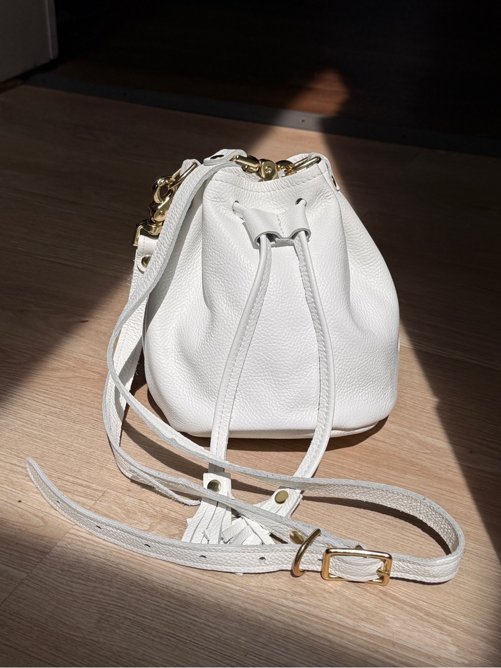 KMM & Co Leather Mini Bucket Italian White